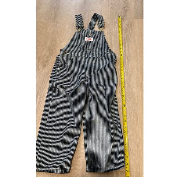 Round House Overalls Children's Navy Hickory Engineer Stripe Classic Size 4 - Picture 3 of 8
